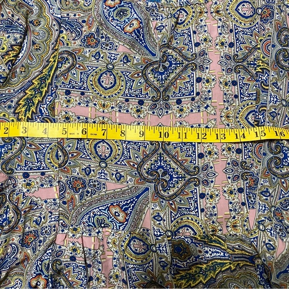 NWT! ONE WORLD Blue and Pink Flutter Sleeve Peplum Blouse - Picture 7 of 7